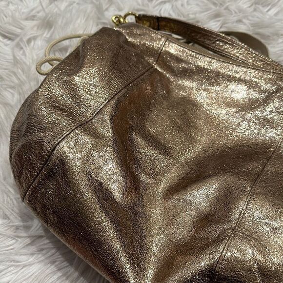 Coach Poppy Jazzy Metallic Gold 2 Way Crossbody And Shoulder Bag - Picture 16 of 16